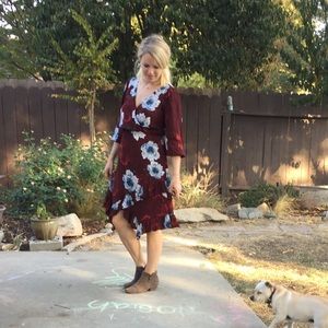 Crimson Flora Dress